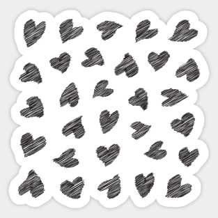 Seamless scribbled black hearts pattern Sticker